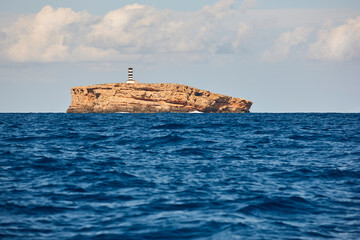Lighthouse in balearic islands. Na Foradada islet. Cabrera archipelago. Mallorca