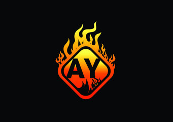 Fire AY Letter Logo And Icon Design Template