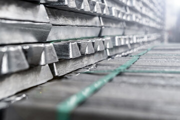 Aluminum ingots - aluminum - industrial production - material pile