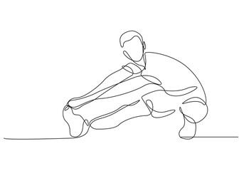 Gymnast Minimalist One Line Drawing. Man Gymnast Contour Illustration. Sport and Fitness Modern Minimalist Drawing One Line Illustration. Vector EPS 10