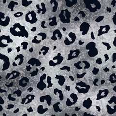 Vector abstract silver leopard spot shiny seamless pattern. Wild animal cheetah skin gray metallic foil texture for fashion print design, wrapping, digital paper, wallpaper, background