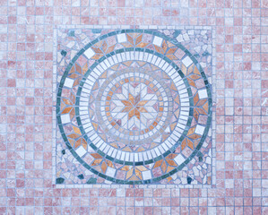 Vintage old ceramic tiles wall