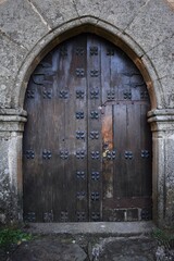 
An old door of a medieval church in a town called Granadilla in Cáceres
