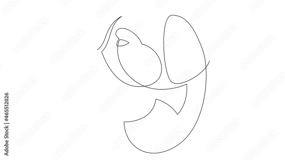 Poster self drawing simple animation of single continuous one line drawing st. bernard dog. bernhardiner hu