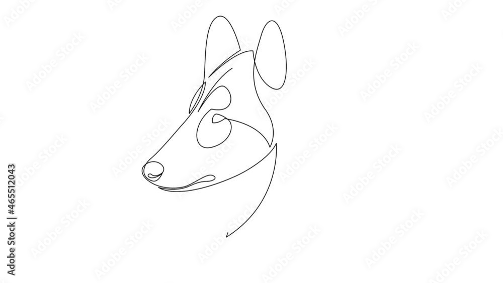 Aufkleber self drawing simple animation of single continuous one line drawing rough collie dog. bernhardiner h