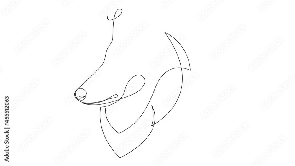 Aufkleber self drawing simple animation of single continuous one line drawing rough collie dog. bernhardiner h