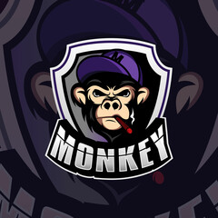 Monkey mascot logo design template