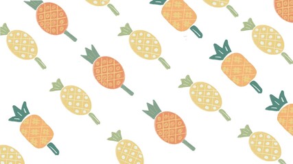 autumn leaves pattern, pineapple painting for background.