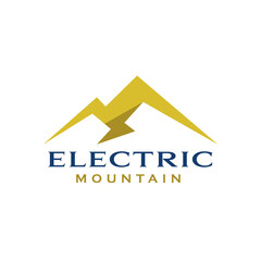 Electric mountain logo design template with white background