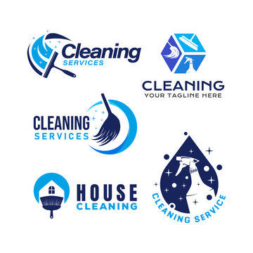 Collection of House cleaning service logo design template
