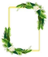 Vertical frame of green foliage template