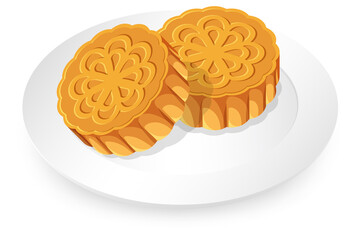 Mooncakes on white plate on white background