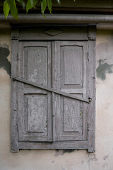 Vintage closed window. Close up view 