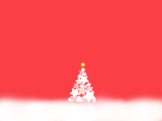 星が光るクリスマスツリー　赤（ヨコ）