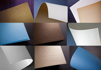 Curled corner of white paper. Mock up. Close up. Macro shot