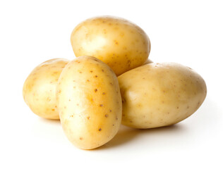 heap of potatoes isolated on white background