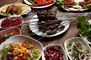 delicious grilled liver and salads