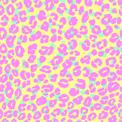 Leopard seamless texture pattern. Colorfull leopards skin modern print in hand drawn doodle style. Abstract animal background design. Vector illustration.