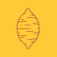 Sweet Potato vector. Sweet Potato on yellow background. Sweet Potato icon.