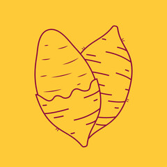 Sweet Potato vector. Sweet Potato on yellow background. Sweet Potato icon.