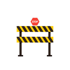 Barricade block vector. fence vector. Traffic barrier vector icon. Road block sign. Safety barricade symbol.