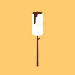 Marshmallows. Marshmallow stick vector. Marshmallow logo design. Chocolate on white Marshmallow.