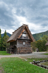 Old traditional Japanese house with thatched roof