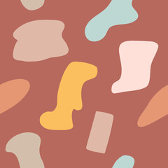 Abstract contemporary seamless pattern. Hand drawn various rounded shapes. Modern trendy vector illustration for textile print, wallpaper, wrapping paper.