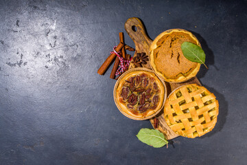 Set variety fall seasonal pies © ricka_kinamoto