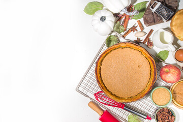 Autumn pie and cakes baking background