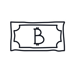 Bitcoin banknote doodle logo icon sign Money bill currency symbol Hand drawn sketch Doodle game design Cartoon children's style Fashion print clothes apparel greeting invitation card cover flyer  ad