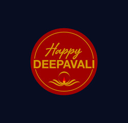 Fototapeta na wymiar Happy Deepavali with diya sticker.