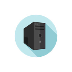 Vector flat design icon computer case. Vector illustration