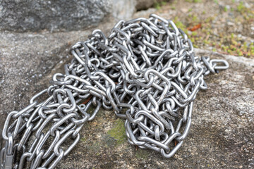 heavy duty stainless steel chain on rocks 