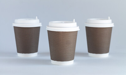 Disposable paper coffee cup with cap takeaway drink