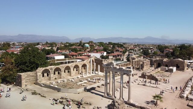 Old ruins of Apollo and Afina temple, Side, Turkey