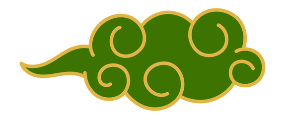 Green cloud with golden lines. Holiday card element