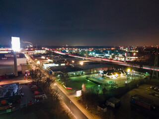 Fototapeta na wymiar Luftaufnahme Nachts Industriegebiet