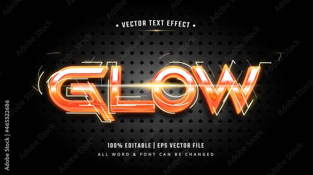 Poster glow futuristic 3d text style effect. editable illustrator text style.
