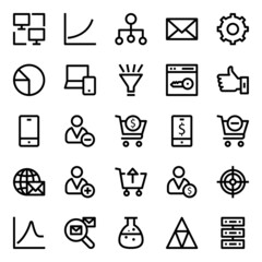 Outline icons for data analytics.