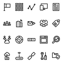 Outline icons for data analytics.