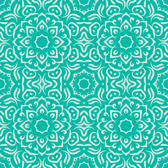 Floral seamless pattern in green and whhite colors 