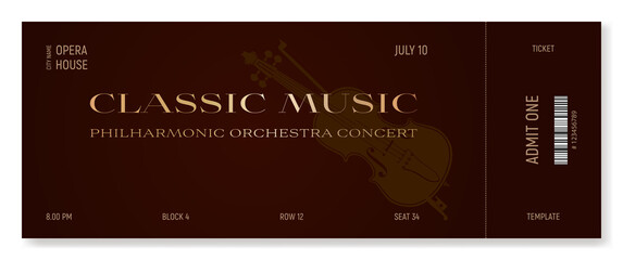 Classical music ticket design concept in modern style. Vector, can be used for printing. © Olga