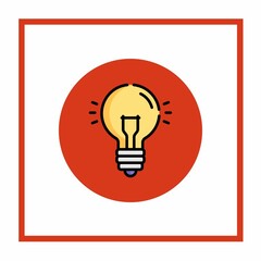 Colored icon or button of light bulb symbol with background