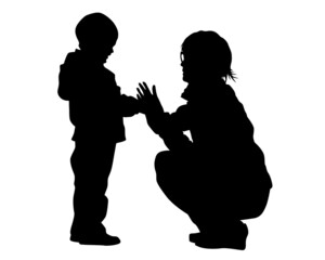 Families with little child on white background