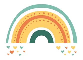  Boho rainbow with hearts. Cute scandinavian design for nursery © LadadikArt