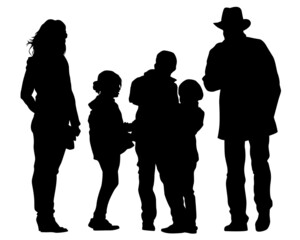Families with little child on white background