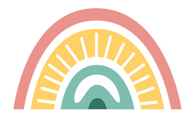 Fototapeta premium Rainbow logo in childish boho style. Scandinavian pattern element