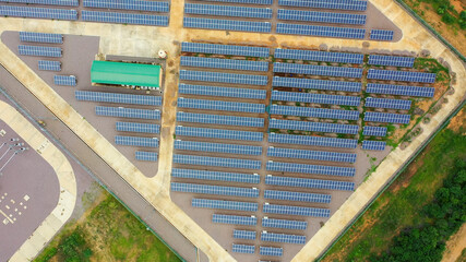 aerial solar plant - obrazy, fototapety, plakaty