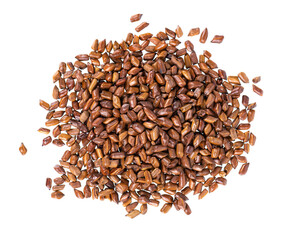 Cassia tora beans isolated on white background. Sicklepod or Senna obtusifolia. Clipping path. Top...